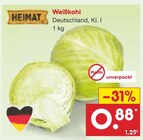 Weißkohl im Angebot bei Netto Marken-Discount in Bochum Weißkohl Angebote bei Netto Marken-Discount Bochum für 0,88 €