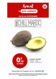 Catalogue Supermarchés de Hyper U à Ambonnay, avec 1 page Prospectus Supermarchés de Hyper U à Ambonnay: "Avocat à prix coûtant", 1 page, 18/12/2025 - 20/12/2025