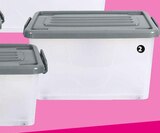 Boîte rangement plastique 35L en promo chez Maxi Bazar Nice à 7,99 €