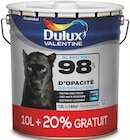 Peinture murs plafonds et boiseries 98% monocouche mat blanc + 20% GRATUIT - DULUX VALENTINE - Castorama à Douai Peinture murs plafonds et boiseries 98% monocouche mat blanc + 20% GRATUIT - DULUX VALENTINE en promo chez Castorama Douai à 84,50 €