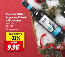 Rotwein von Cimarosa im aktuellen Lidl Prospekt für €9.96