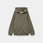 Sweat zippé à capuche en molleton vert kaki garçon en promo chez La Halle Sweat zippé à capuche en molleton vert kaki garçon dans le catalogue La Halle
