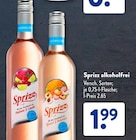 Pfirsiche im ALDI SÜD Prospekt Sprizz Himbeere & Limette alkoholfrei im aktuellen ALDI SÜD Prospekt für 1,99 €