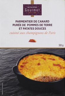 Monoprix Mareuil-lès-Meaux - Parmentier de canard et patate douce Promo Parmentier de canard et patate douce dans le catalogue Monoprix "Les vacances : tout le monde s'y retrouve" à Mareuil-lès-Meaux