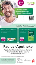 Apotheken Prospekt von mea - meine apotheke in Altomünster Aktueller mea - meine apotheke Apotheken Prospekt für Altomünster: Unsere August-Angebote mit 4} Seiten, 01.08.2026 - 31.08.2026