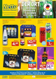 Coca Cola im Netto Marken-Discount Prospekt "DER ORT, AN DEM DU IMMER AUSGEZEICHNETE PREISE FINDEST." mit 2 Seiten (Meerbusch)