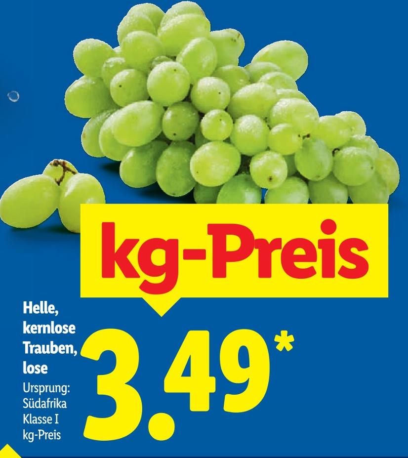 Helle, kernlose Trauben, lose