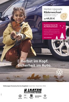Aktueller Volkswagen Prospekt (Glienicke (Nordbahn), 1 Seite zum blättern Volkswagen Prospekt Herbst im Kopf. Sicherheit im Auto. mit 1 Seite