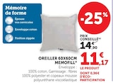 Oreiller 60x60cm - MEMOFILL dans le catalogue Super U