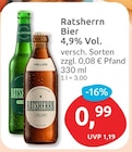 Ratsherrn Bier Pilsener von Ratsherrn für 0,99 € bei budni im Angebot Ratsherrn Bier Pilsener von Ratsherrn im aktuellen budni Prospekt