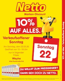 Aktueller Netto Marken-Discount Prospekt (Weyhe) Netto Marken-Discount Prospekt "10% auf ALLES" mit Seiten (Weyhe)