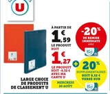 LARGE CHOIX DE PRODUITS DE CLASSEMENT - U - Super U à Saint-Malo LARGE CHOIX DE PRODUITS DE CLASSEMENT - U en promo chez Super U Saint-Malo à 1,27 €