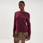 Pull col rond manches longues prune femme en promo chez La Halle Pull col rond manches longues prune femme dans le catalogue La Halle