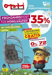 Aktueller Opti-Wohnwelt Prospekt mit Gartenmöbel, "Frühjahrspost für Möbelkäufer!", Seite 1