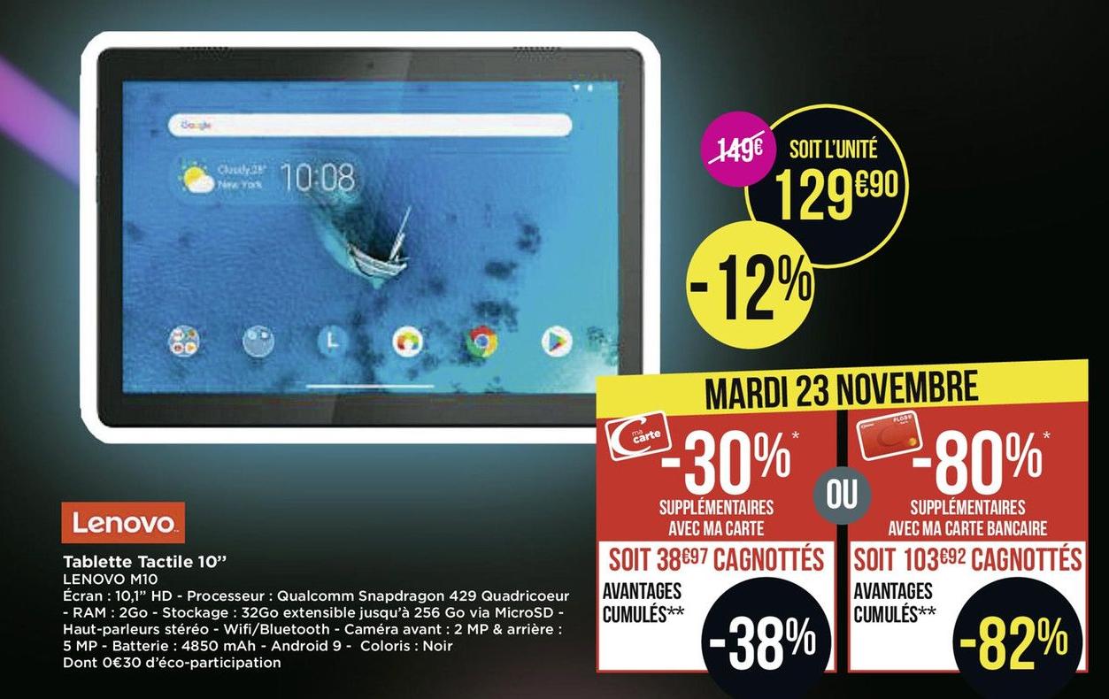 Casino Supermarchés Saint-Germain-en-Laye - Tablette Tactile 10’’ Promo Tablette Tactile 10’’ dans le catalogue Casino Supermarchés BLACK FRIDAY à Saint-Germain-en-Laye