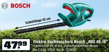 Elektro-Heckenschere Bosch „AHS 45-16“ bei OBI in Saarbrücken Elektro-Heckenschere Bosch „AHS 45-16“ im Angebot bei OBI Saarbrücken für 47,99 €