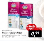 Unsere Haltbare Milch Fettarme Milch Angebote von Sachsen Milch bei Konsum Dresden für 0,99 €