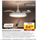 Deckenleuchte mit Ventilator von toom im aktuellen toom Baumarkt Prospekt für 84,99 €