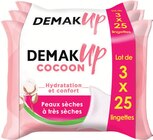Lingettes démaquillantes Cocoon peaux sèches à très sèches 3 x 25 - DEMAK'UP en promo chez Intermarché Hyper Clermont-Ferrand à 4,58 €