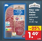 Käse- oder Pfeffersalami im Netto Marken-Discount Prospekt Käse- oder Pfeffersalami von Rohmaier im aktuellen Netto Marken-Discount Prospekt für 1,49 €