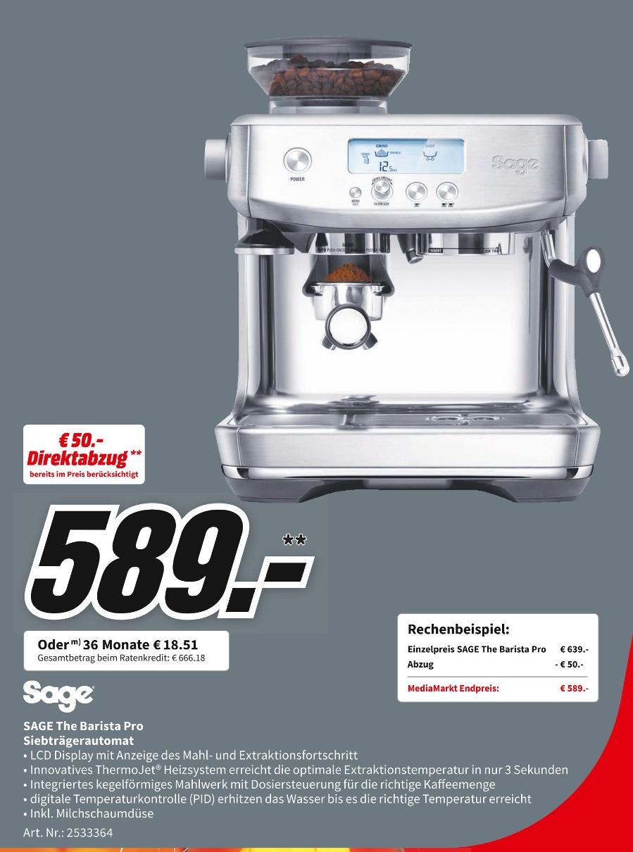 Media-Markt Buchen - The Barista Pro Siebträgerautomat The Barista Pro Siebträgerautomat Angebot bei Media-Markt Buchen im Prospekt AUFRÜSTEN & ABSTAUBEN