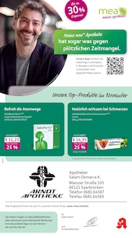 Aktueller mea - meine apotheke Prospekt "Unsere November-Angebote" Seite 1 von 4 Seiten für Saarbrücken