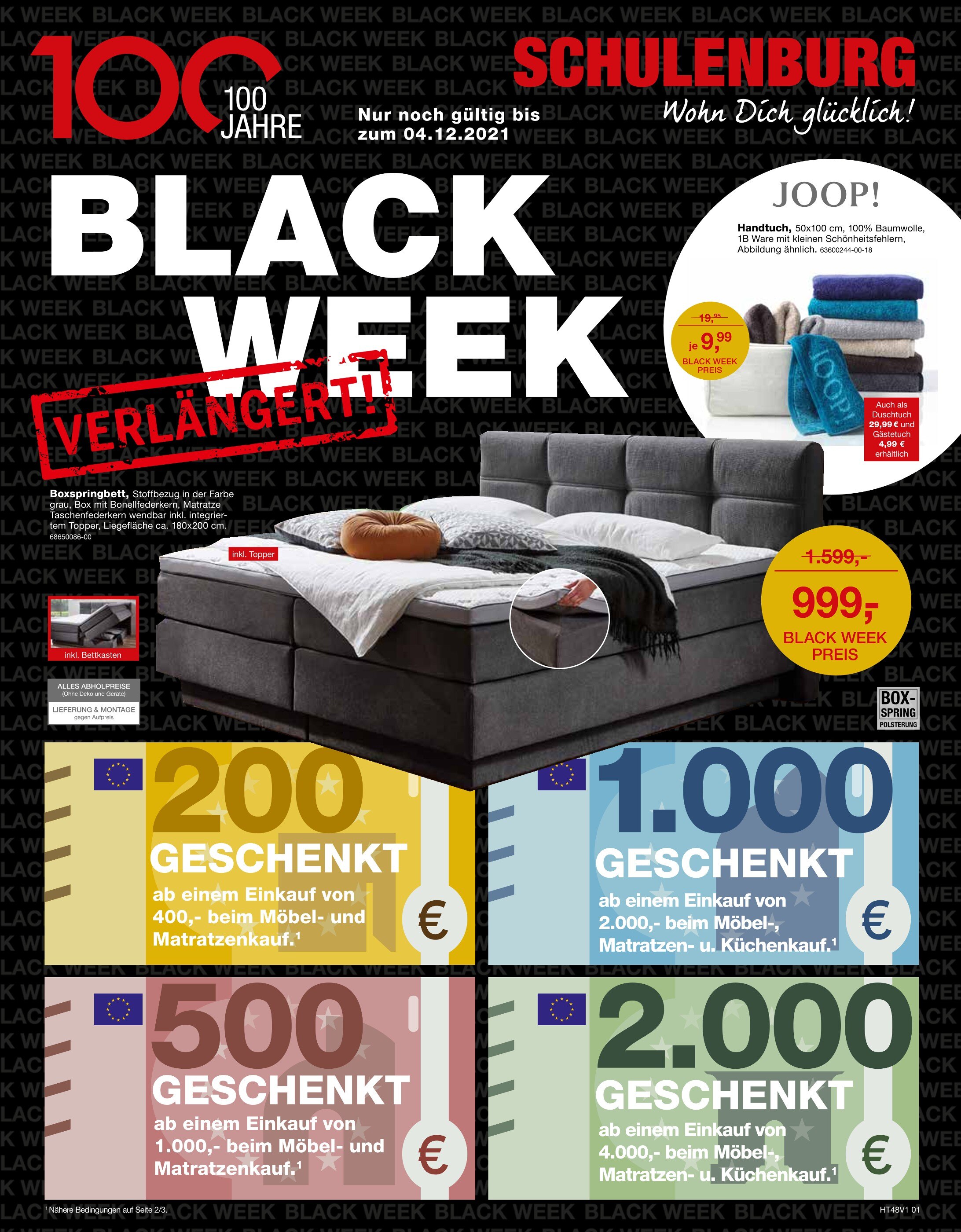 Möbel Schulenburg Prospekt für Hamburg mit 4 Seiten Möbel Schulenburg Prospekt für Hamburg: "BLACK WEEK-VERLÄNGERT!", 4 Seiten, 28.11.2021 - 04.12.2021