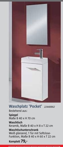 BAUHAUS Neuching - Waschplatz 'Pocket' Waschplatz 'Pocket' Angebot bei BAUHAUS Neuching im Prospekt Handzettel KW 31