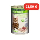 Promo PREMIERE Menu Viande Adulte Bœuf, dinde et lapin 6x400 g à 21,59 € dans le catalogue Maxi Zoo à Mondeville