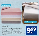 Leinen-Mix-Spannbetttuch im ALDI SÜD Prospekt Leinen-Mix-Spannbetttuch von Novitesse im aktuellen ALDI SÜD Prospekt für 9,99 €