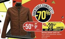 Géant Casino Les Baumettes - Blouson homme simili cuir Promo Blouson homme simili cuir dans le catalogue Géant Casino "Soldes" à Les Baumettes