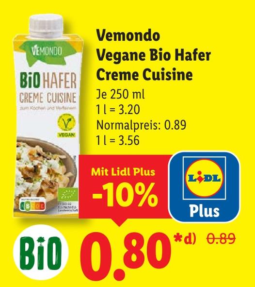 Vegane Bio Hafer Creme Cuisine