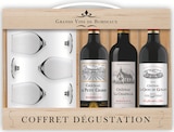 Coffret dégustation bordeaux de 3 vins AOP bordeaux rouge château le petit chaban et AOP blaye côtes de bordeaux château la croix de guillot et AOP bordeaux rouge - CHÂTEAU LA CHAPELLE à 24,90 € dans le catalogue Intermarché Super