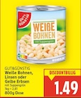 Weiße Bohnen, Linsen oder Gelbe Erbsen von Gut&Günstig für 1,49 € bei E center im Angebot Weiße Bohnen, Linsen oder Gelbe Erbsen von Gut&Günstig im aktuellen E center Prospekt
