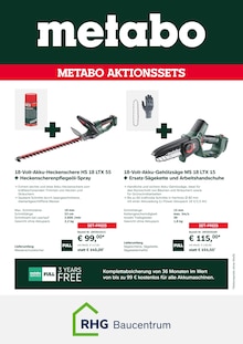 RHG Baucentrum Prospekt Metabo Aktionssets mit 4 Seiten