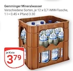 Aktuelle Mineralwasser Angebote bei GLOBUS in Mannheim Aktuelles Gemminger Angebot bei GLOBUS in Mannheim ab 3,79 €