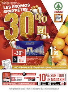Catalogue Spar à Tremblay-en-France cette semaine, valable du 30/11/2022 au 11/12/2022 Prospectus Spar à Tremblay-en-France, "Les promos Spar'fêtes", 12 pages de promos valables du 30/11/2022 au 11/12/2022