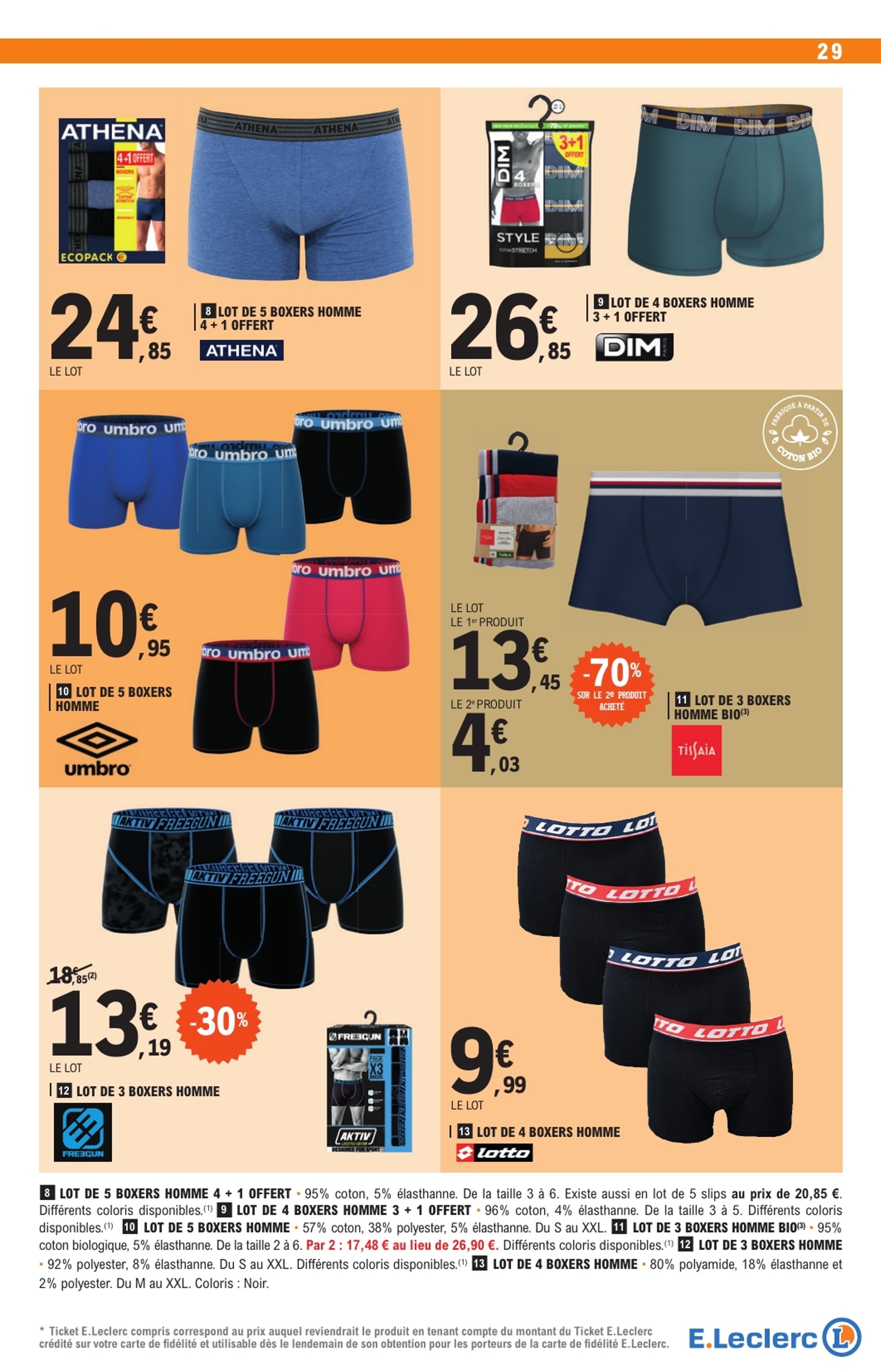 Fashion boxer athena homme leclerc