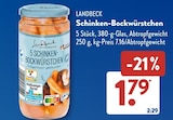 Schinken-Bockwürstchen im ALDI SÜD Prospekt Schinken-Bockwürstchen von LANDBECK im aktuellen ALDI SÜD Prospekt für 1,79 €