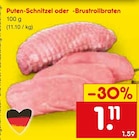 Netto Marken-Discount - Puten-Schnitzel oder -Brustrollbraten Angebot im Prospekt Puten-Schnitzel oder -Brustrollbraten bei Netto Marken-Discount im Prospekt "" für 1,11 €
