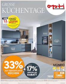 Opti-Wohnwelt Prospekt "Große Küchentage" mit  Seiten (Finsterwalde)