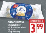 Christstollen von GUT&GÜNSTIG für 3,99 € bei EDEKA im Angebot Christstollen von GUT&GÜNSTIG im aktuellen EDEKA Prospekt