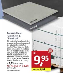 BAUHAUS Bexbach - Terrassenfliese 'Slate Grey' & 'Slate Black' Terrassenfliese 'Slate Grey' & 'Slate Black' Angebot bei BAUHAUS Bexbach im Prospekt "Richtig gut macht richtig glücklich"