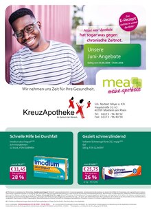 mea - meine apotheke Prospekt der Woche "Unsere Juni-Angebote" Seite 1, 01.06.2026 bis 30.06.2026 für Monheim Aktueller mea - meine apotheke Prospekt "Unsere Juni-Angebote" Seite 1 von 2 Seiten für Monheim