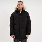 Parka à capuche fausse fourrure noir homme - La Halle à Toulouse Parka à capuche fausse fourrure noir homme en promo chez La Halle Toulouse à 44,99 €