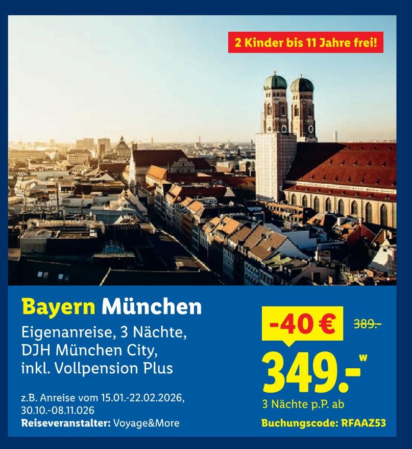 Bayern München Eigenanreise, 3 Nächte, DJH München City, inkl. Vollpension Plus