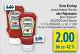 Tomato Ketchup 50% weniger Zucker Angebote von Heinz bei diska Erlangen für 2,00 €