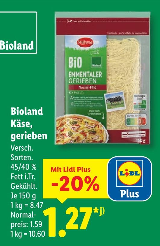 Bio Emmentaler Gerieben