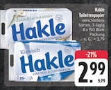 Toilettenpapier von Hakle im aktuellen E center Prospekt für 2,99 €