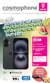 Handy im cosmophone Prospekt "SOMMERAKTION: DEUTSCHLANDWEIT UNBEGRENZT SURFEN" mit 12 Seiten (Hannover)